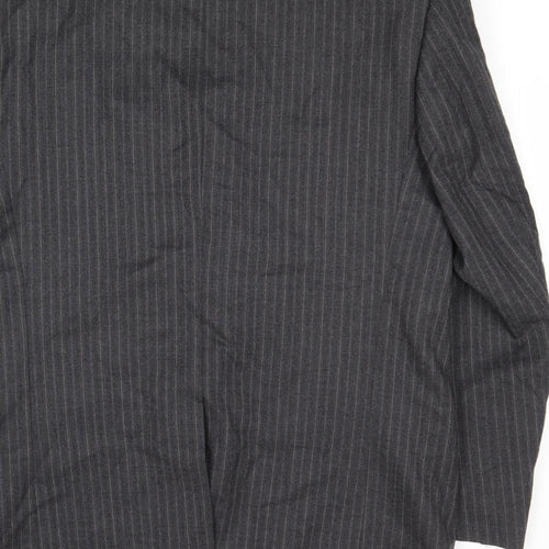 Antich Collection Mens Grey Striped Wool Jacket Suit Jacket Size 40 Regular