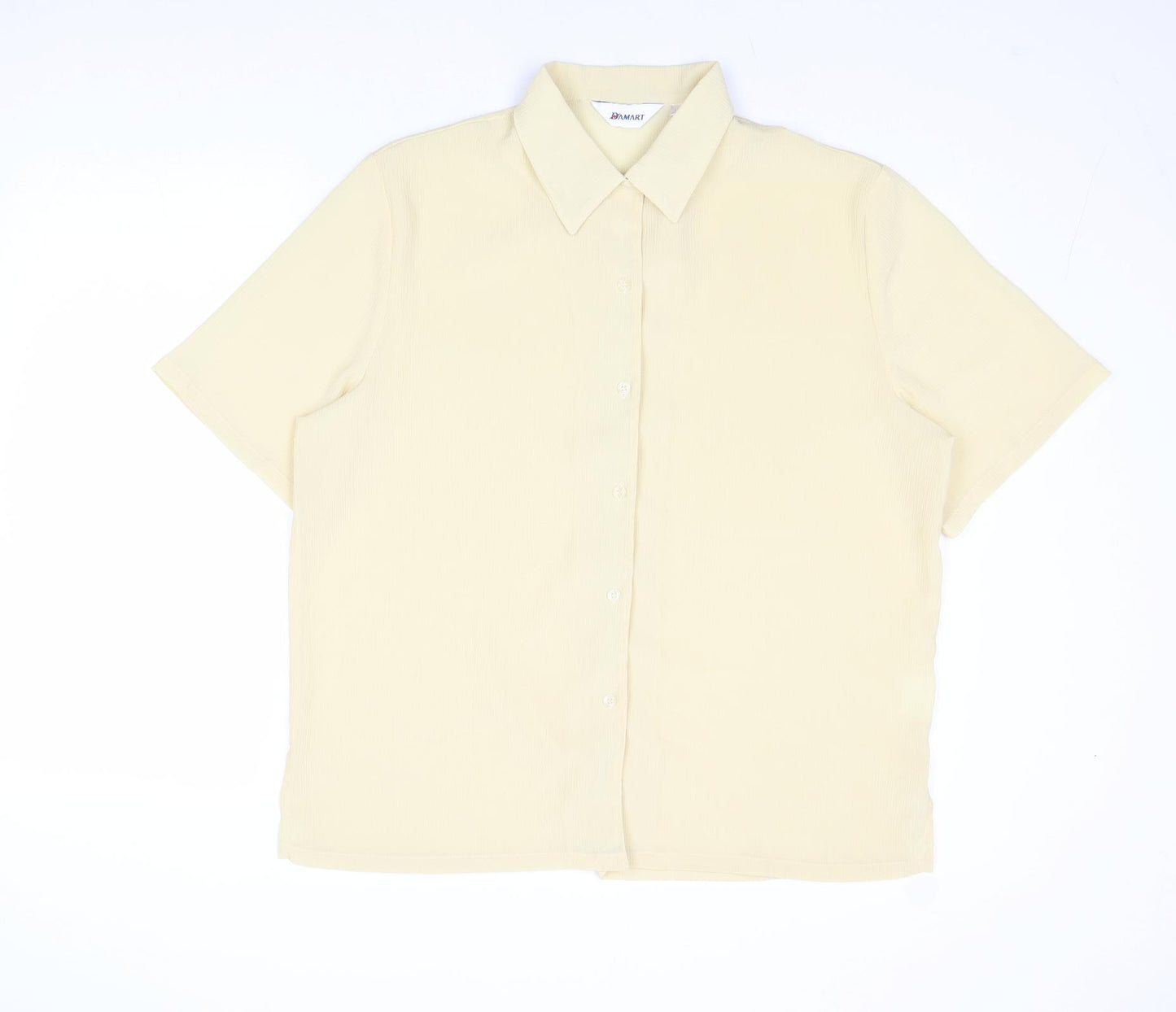 Damart Womens Yellow Polyacrylate Fibre Basic Button-Up Size 16 Collared