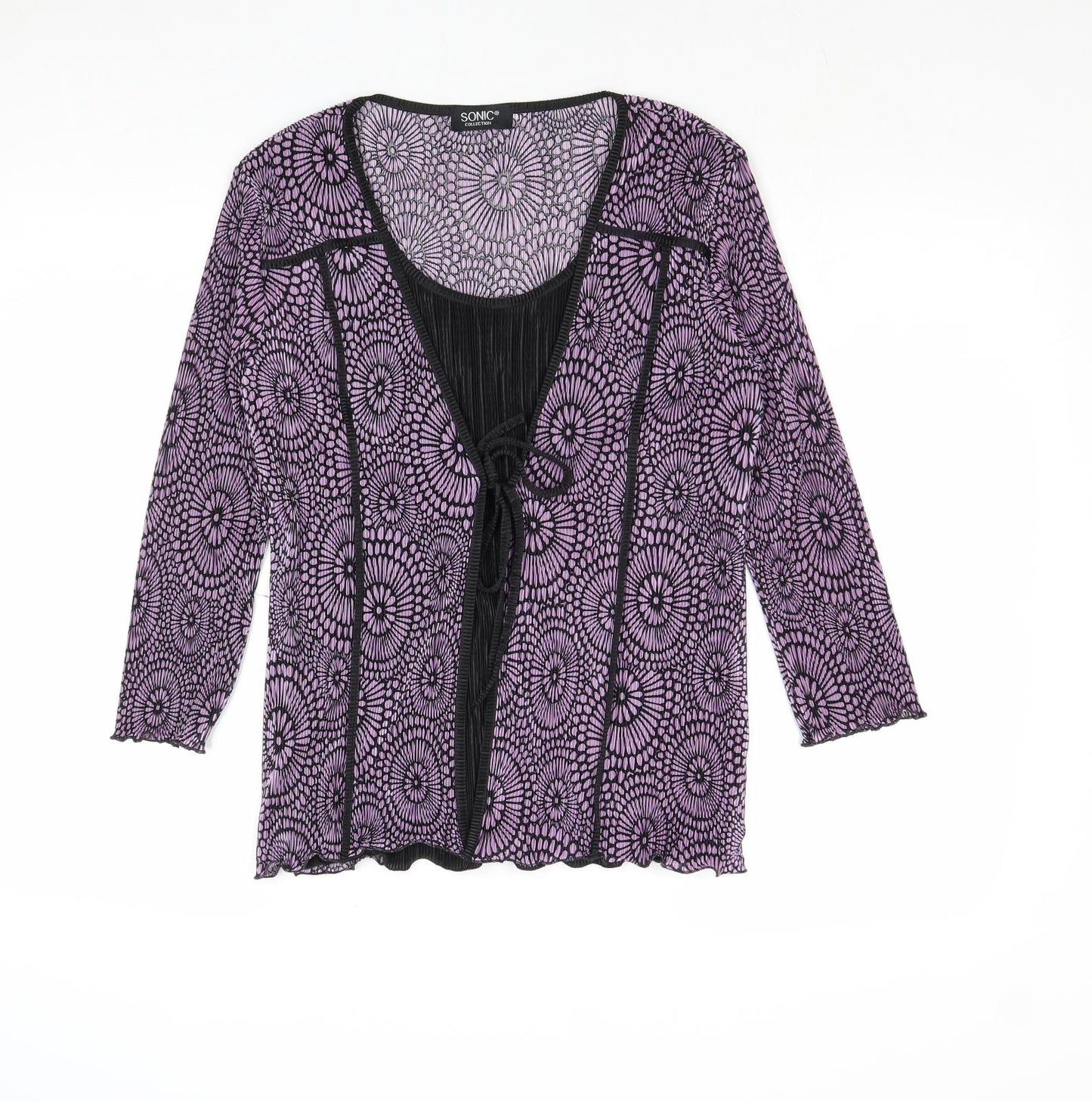 Sonic Collection Womens Purple Geometric Polyester Basic Blouse Size S Scoop Neck - Size S-M