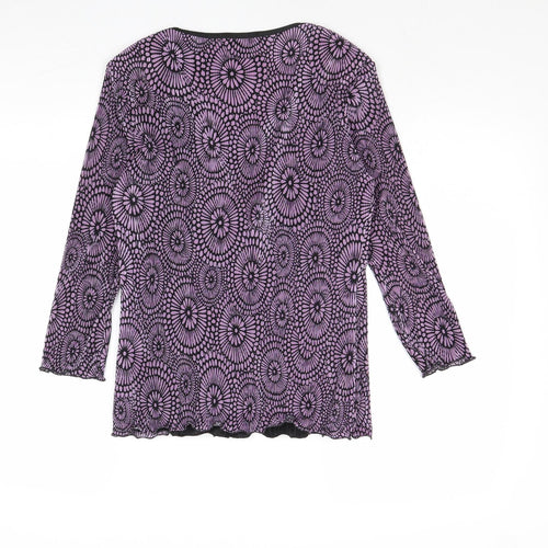 Sonic Collection Womens Purple Geometric Polyester Basic Blouse Size S Scoop Neck - Size S-M