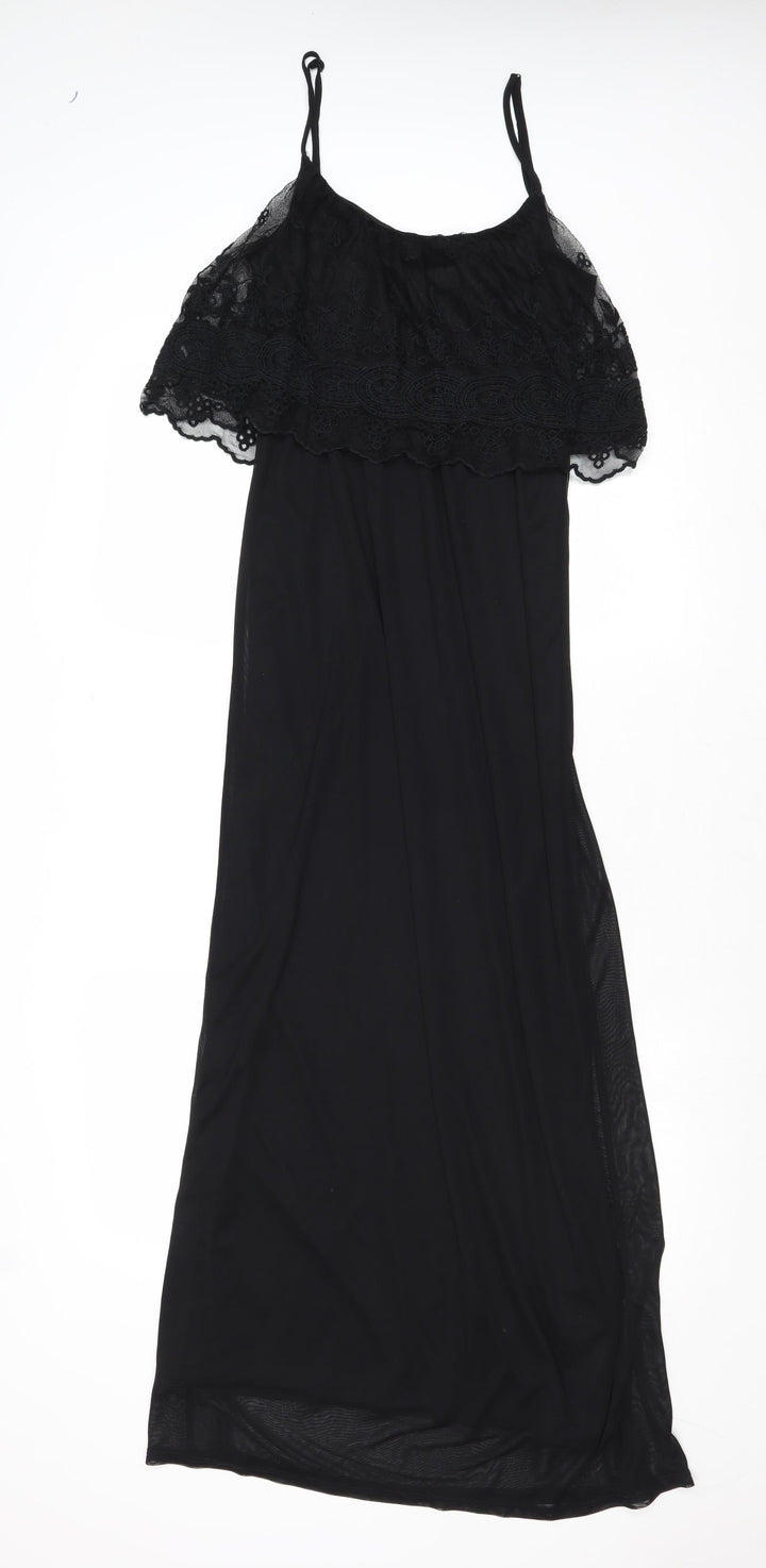Miss Selfridge Womens Black Polyester Maxi Size 10 Round Neck Pullover