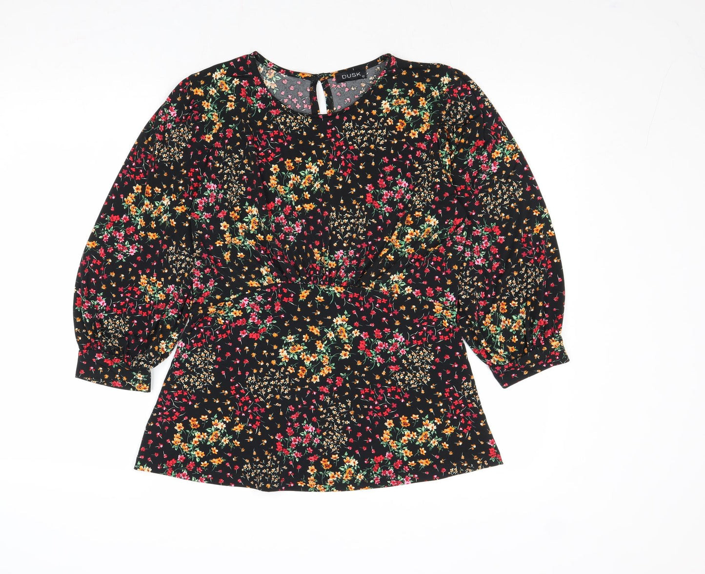 dusk Womens Multicoloured Floral Polyester Basic Blouse Size 12 Round Neck