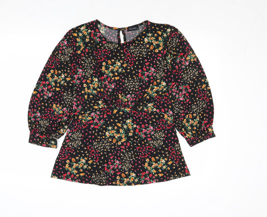 Front view of dusk women’s multicoloured floral polyester basic blouse, size UK 12, round neck