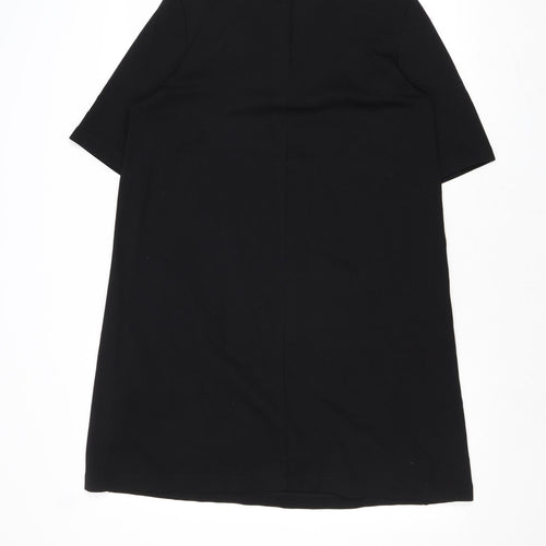 H&M Womens Black Polyester A-Line Size M Round Neck Zip