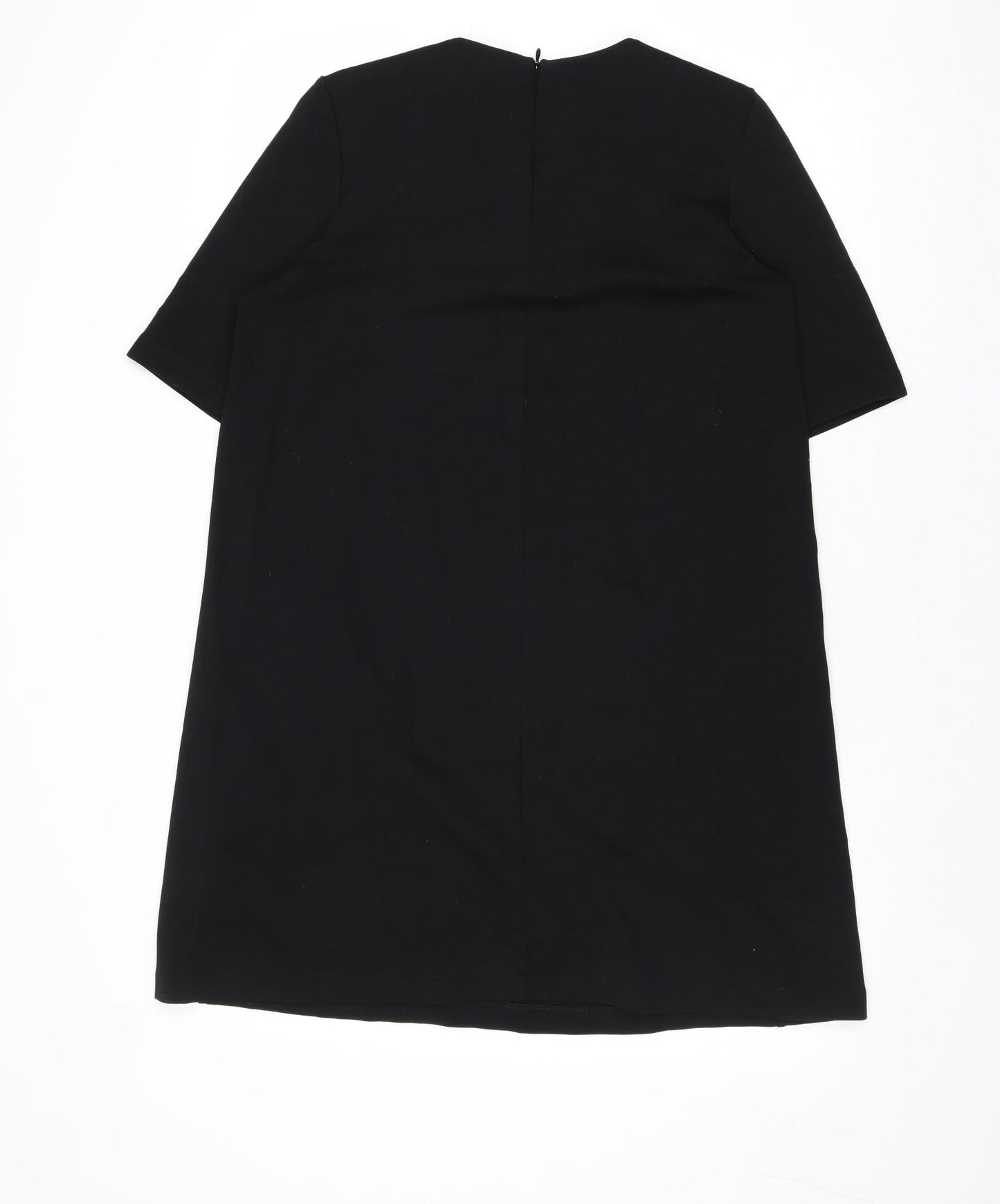 H&M Womens Black Polyester A-Line Size M Round Neck Zip