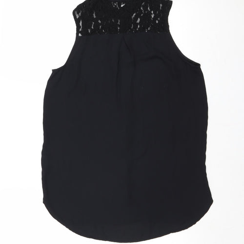 Divided by H&M Womens Black Polyester Basic Button-Up Size 10 Collared - Lace Detail