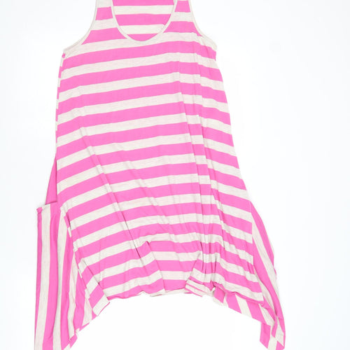 Accessorize Womens Pink Striped Polyester Tank Dress Size S Round Neck Pullover