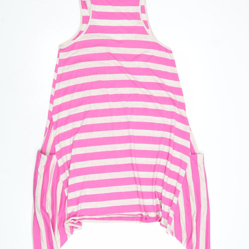 Accessorize Womens Pink Striped Polyester Tank Dress Size S Round Neck Pullover