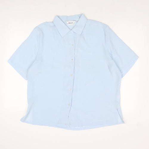 Damart Womens Blue Polyester Basic Button-Up Size 16 Collared