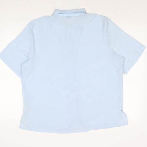 Damart Womens Blue Polyester Basic Button-Up Size 16 Collared