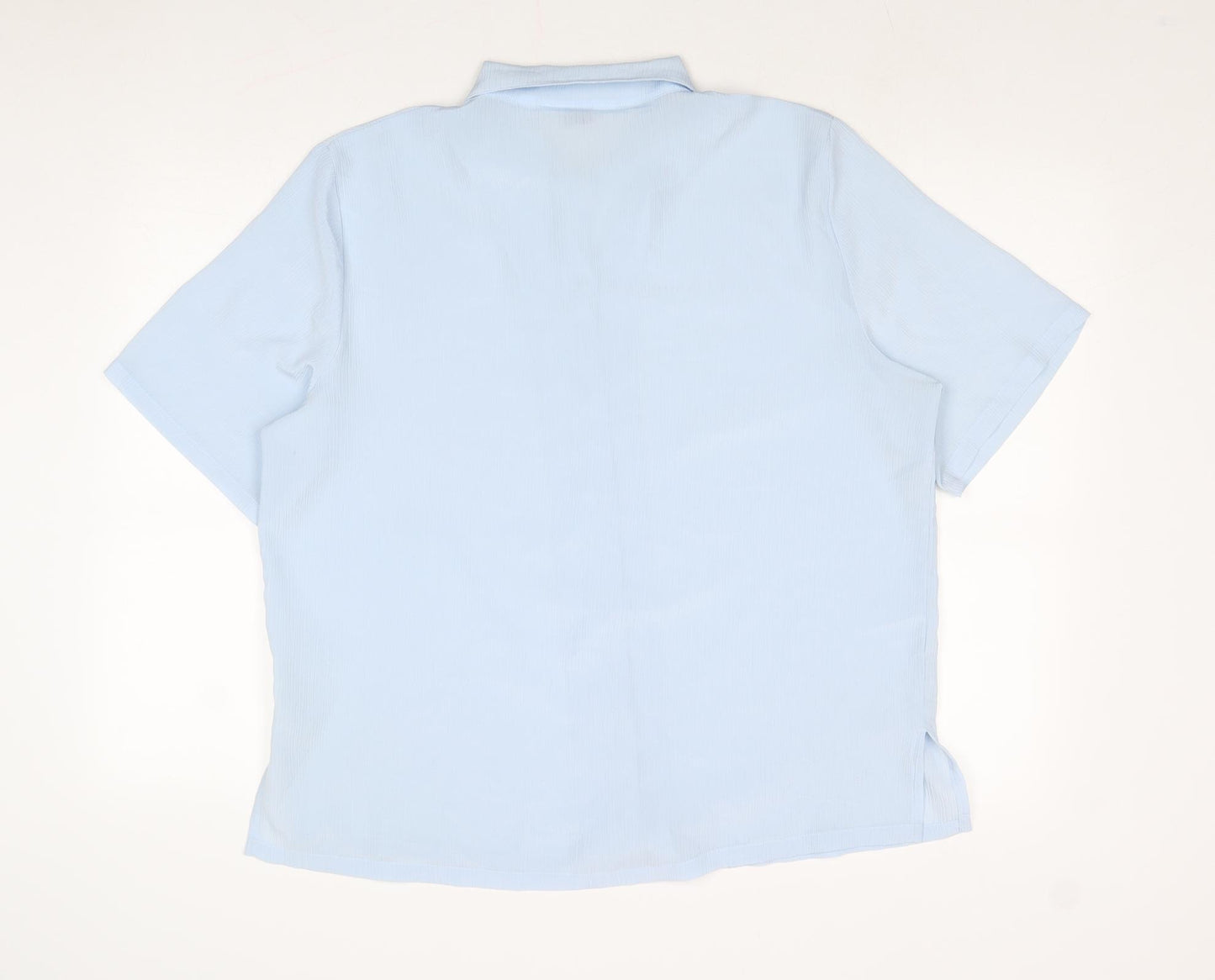 Damart Womens Blue Polyester Basic Button-Up Size 16 Collared