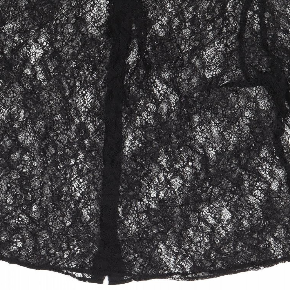 All Saints Womens Black Polyester Basic Button-Up Size S Collared