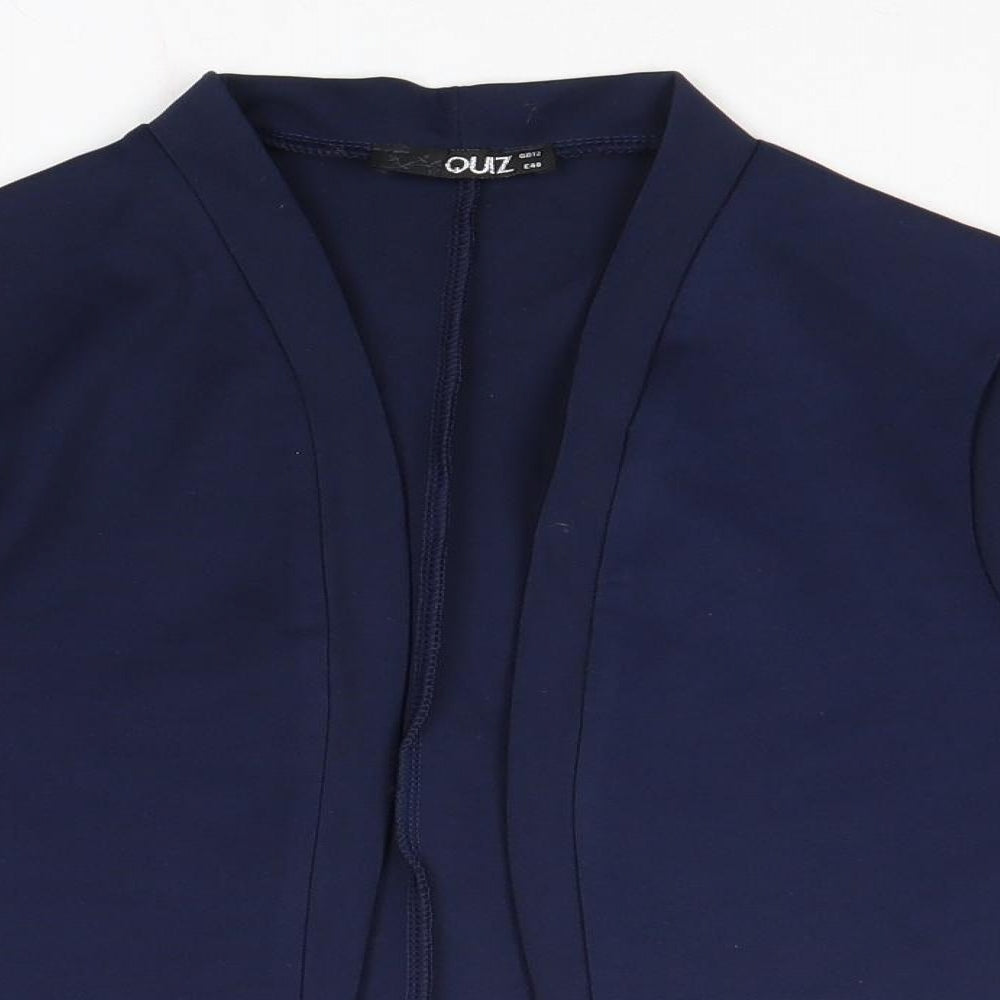 Quiz Womens Blue V-Neck Polyester Cardigan Jumper Size 12