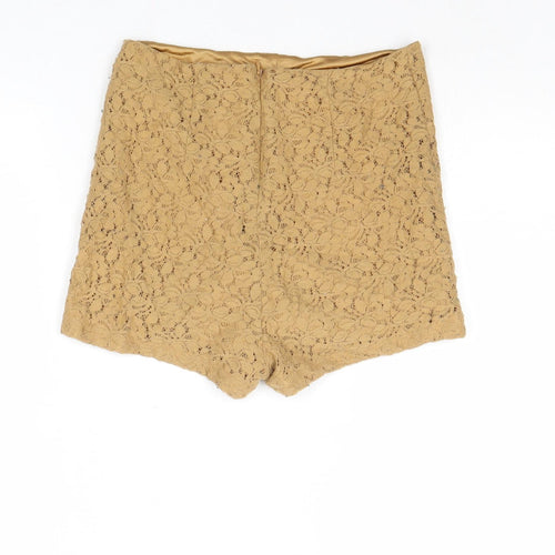 FOREVER 21 Womens Brown Nylon Hot Pants Shorts Size XS Regular Zip