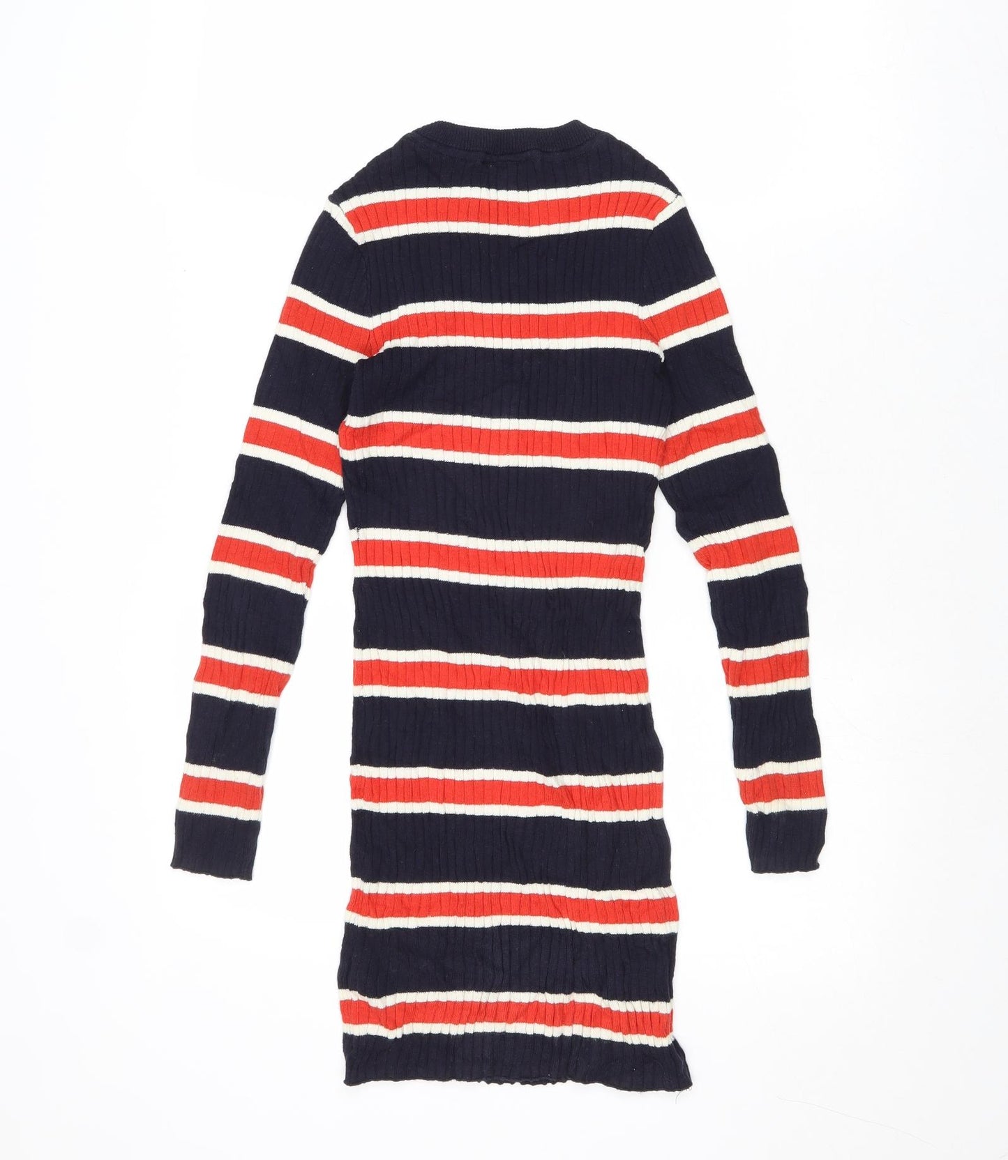 Divided by H&M Womens Multicoloured Round Neck Striped Cotton Pullover Jumper Size 4