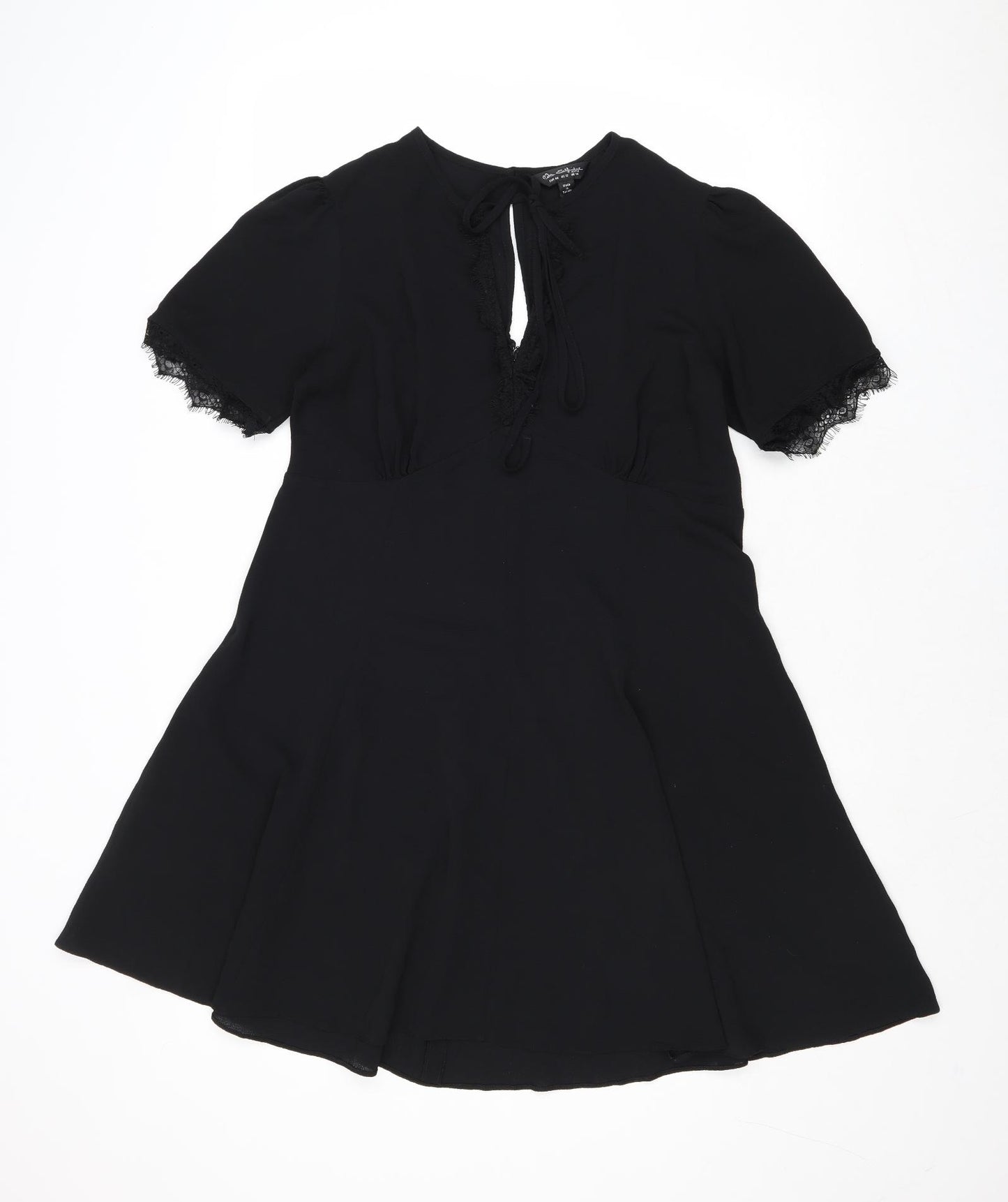 Miss Selfridge Womens Black Polyester Trapeze & Swing Size 16 Round Neck Zip