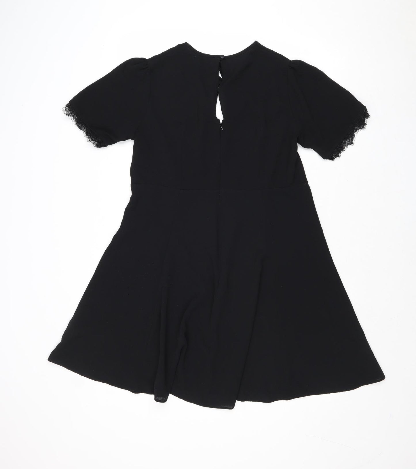 Miss Selfridge Womens Black Polyester Trapeze & Swing Size 16 Round Neck Zip