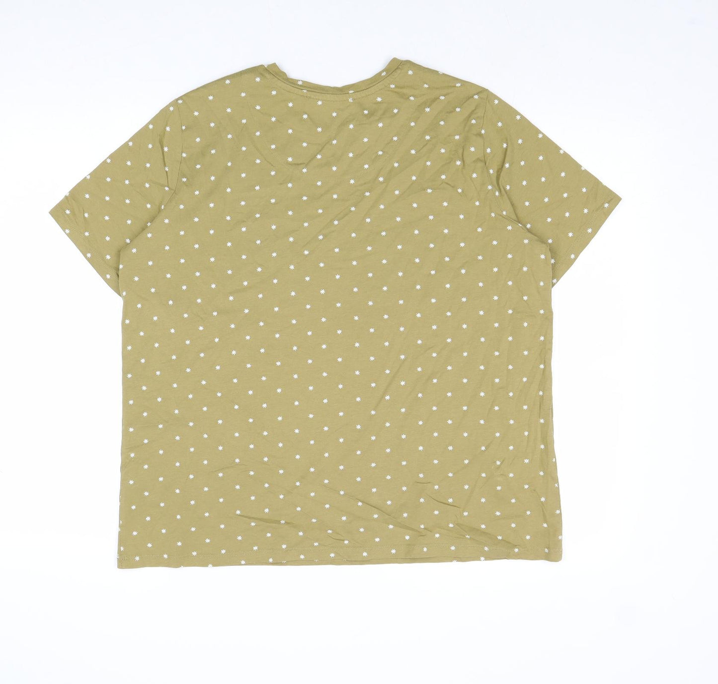 Marks and Spencer Womens Brown Polka Dot Cotton Basic T-Shirt Size 16 Round Neck