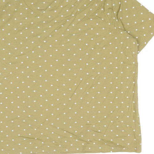 Marks and Spencer Womens Brown Polka Dot Cotton Basic T-Shirt Size 16 Round Neck