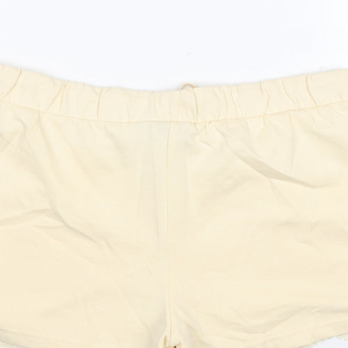 ESMARA Womens Beige Cotton Hot Pants Shorts Size 8 Regular Drawstring - Crocheted Lace Front