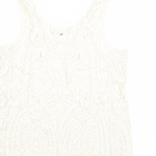 New Look Womens White Polyester Basic Tank Size 10 Round Neck