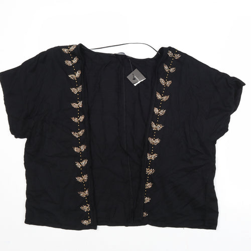 Dorothy Perkins Womens Black V-Neck Viscose Cardigan Jumper Size XS - Embellished