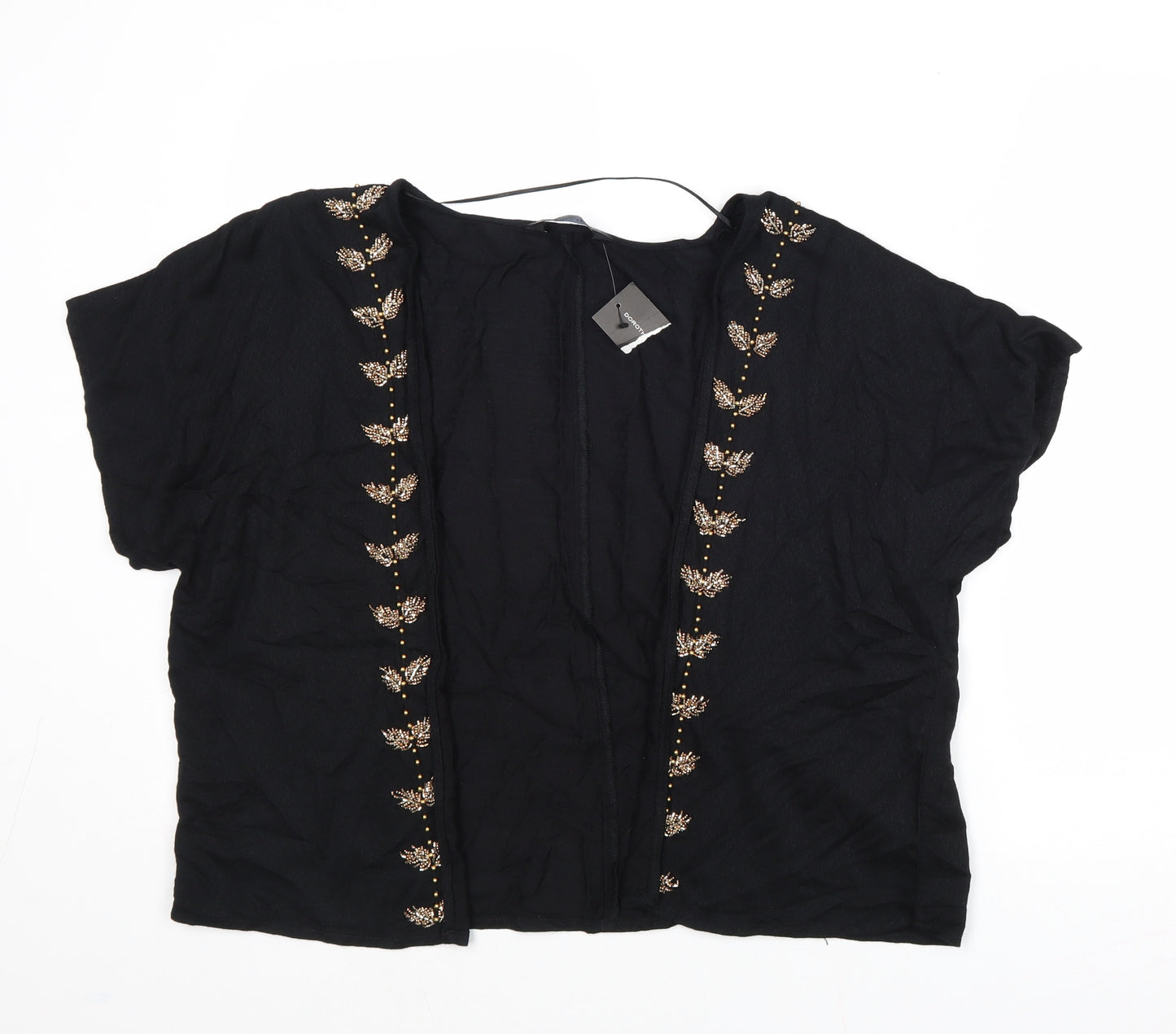 Dorothy Perkins Womens Black V-Neck Viscose Cardigan Jumper Size XS - Embellished