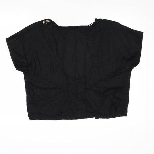 Dorothy Perkins Womens Black V-Neck Viscose Cardigan Jumper Size XS - Embellished