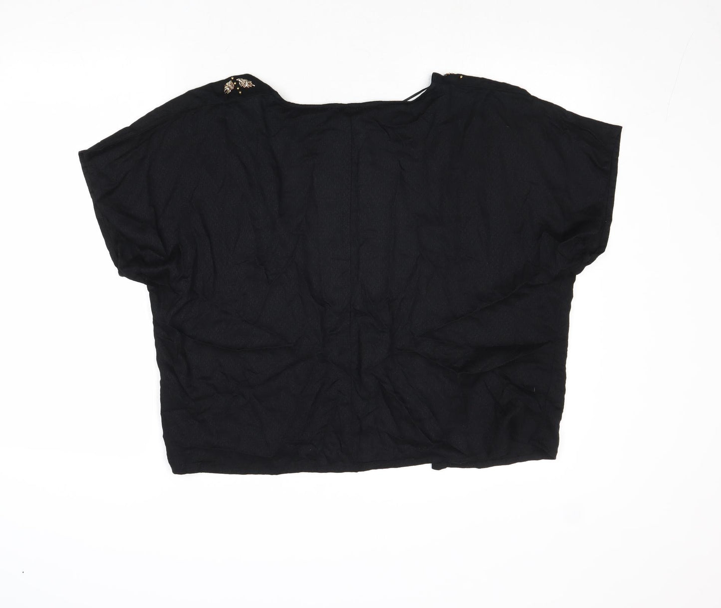 Dorothy Perkins Womens Black V-Neck Viscose Cardigan Jumper Size XS - Embellished