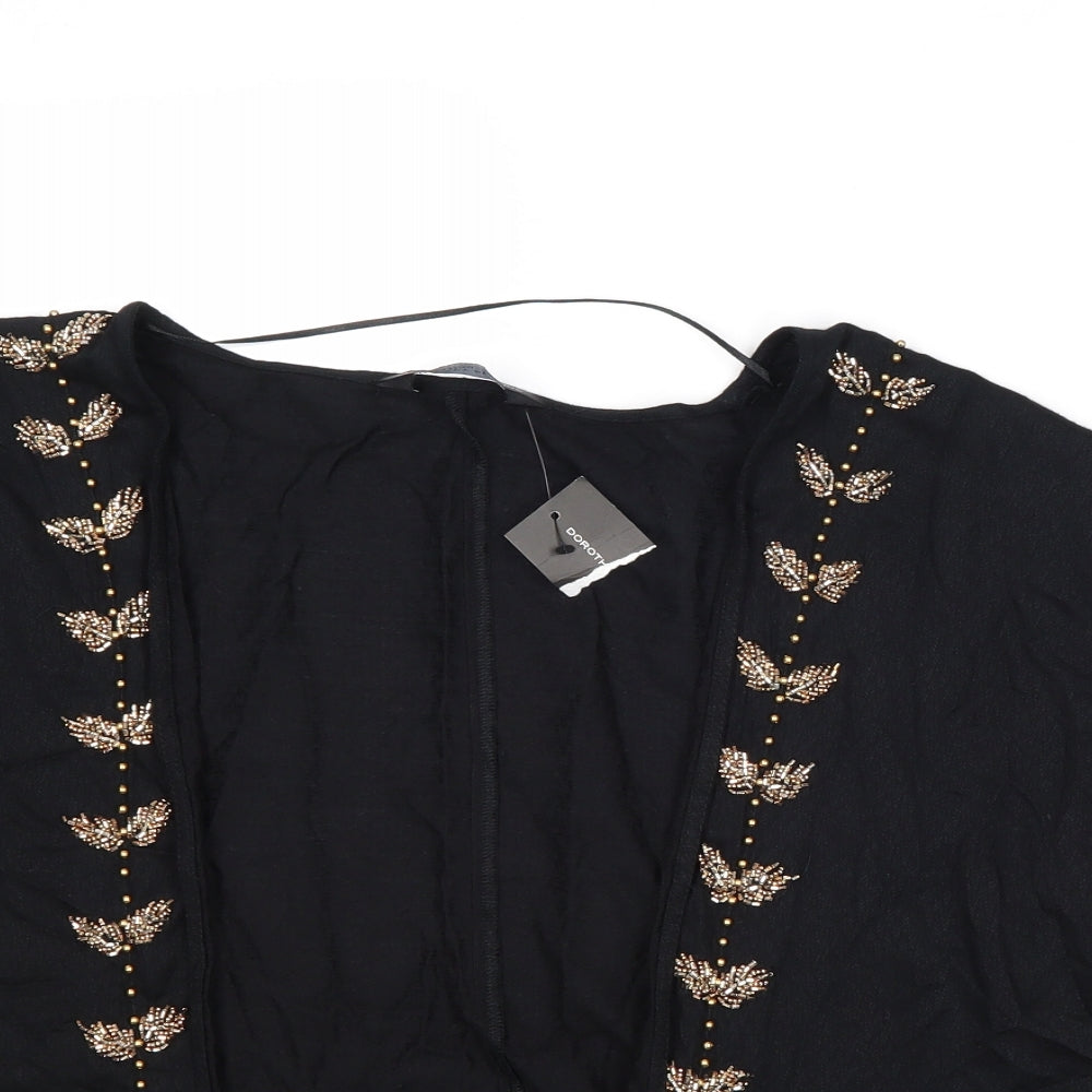 Dorothy Perkins Womens Black V-Neck Viscose Cardigan Jumper Size XS - Embellished