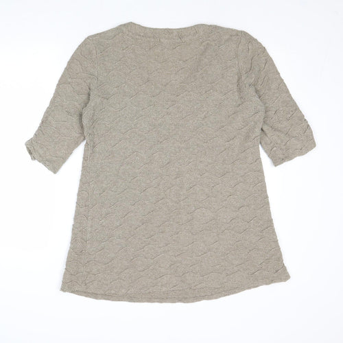 James Lakeland Womens Beige V-Neck Acrylic Pullover Jumper Size 18 - Textured