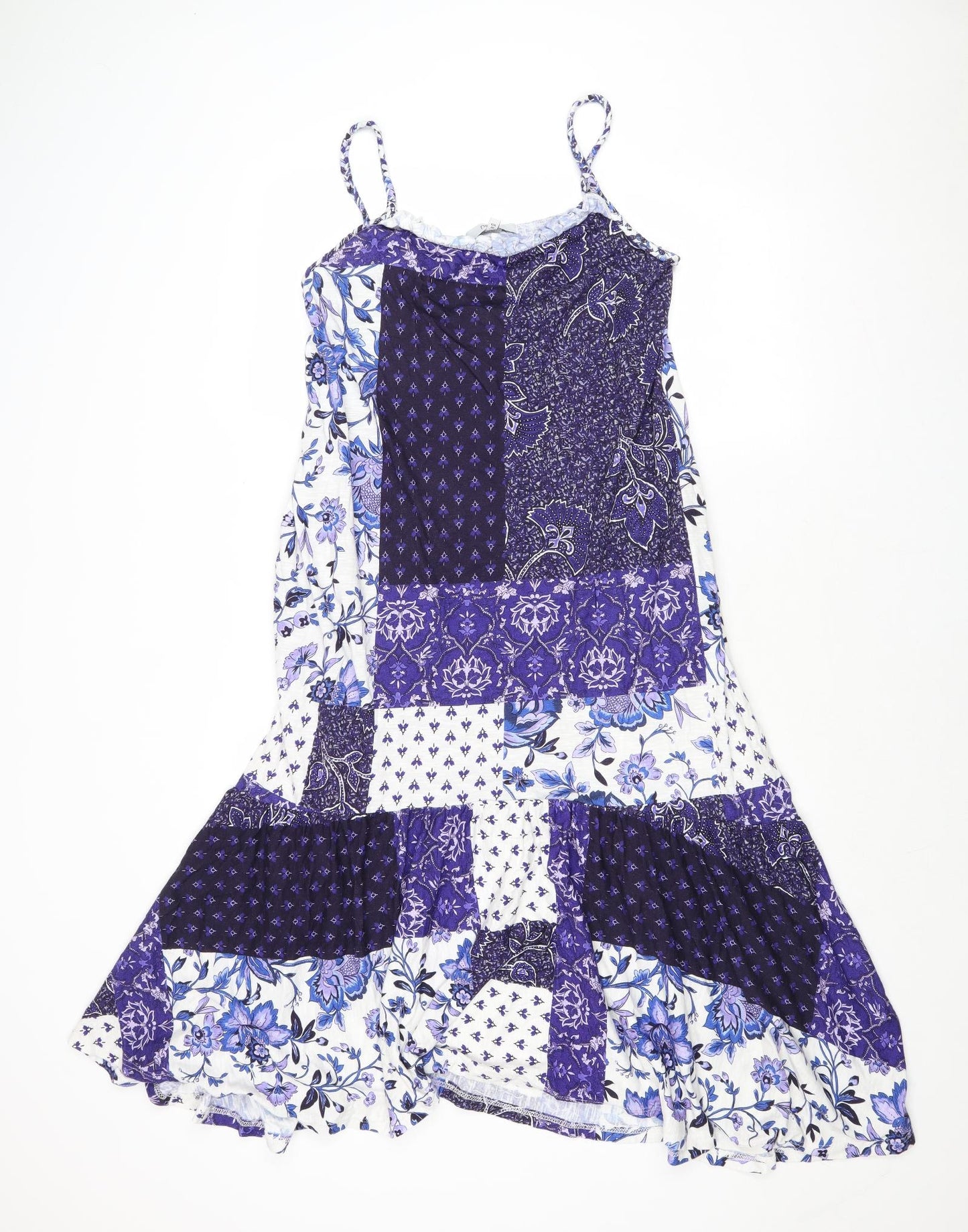 NEXT Womens Multicoloured Geometric Cotton Tank Dress Size 12 Round Neck Pullover