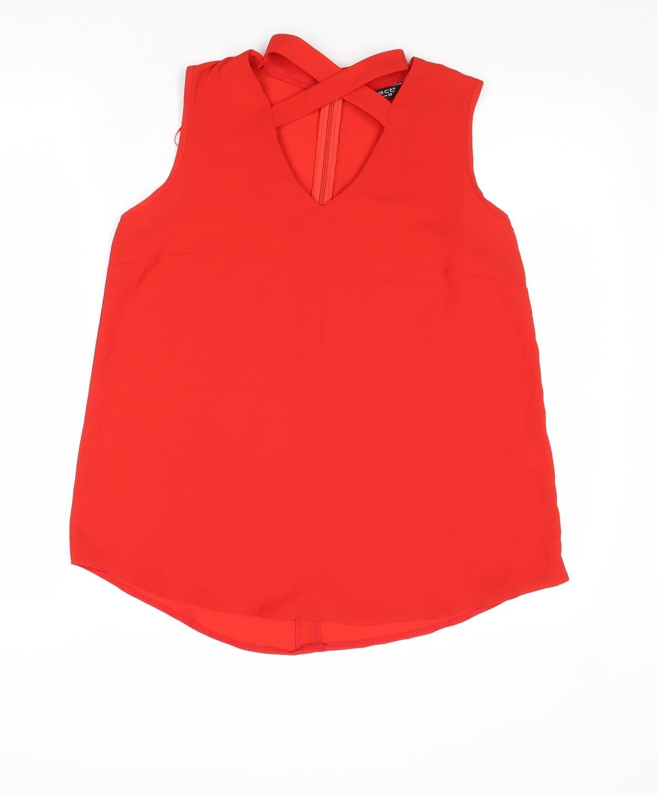 Select Womens Red Polyester Basic Tank Size 12 V-Neck