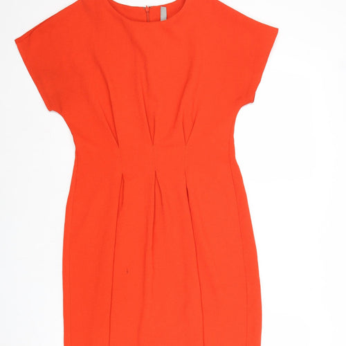 ASOS Womens Red Polyester A-Line Size 10 Round Neck Zip