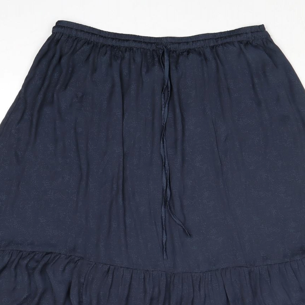 Per Una Womens Blue Polyester A-Line Skirt Size 14 Drawstring