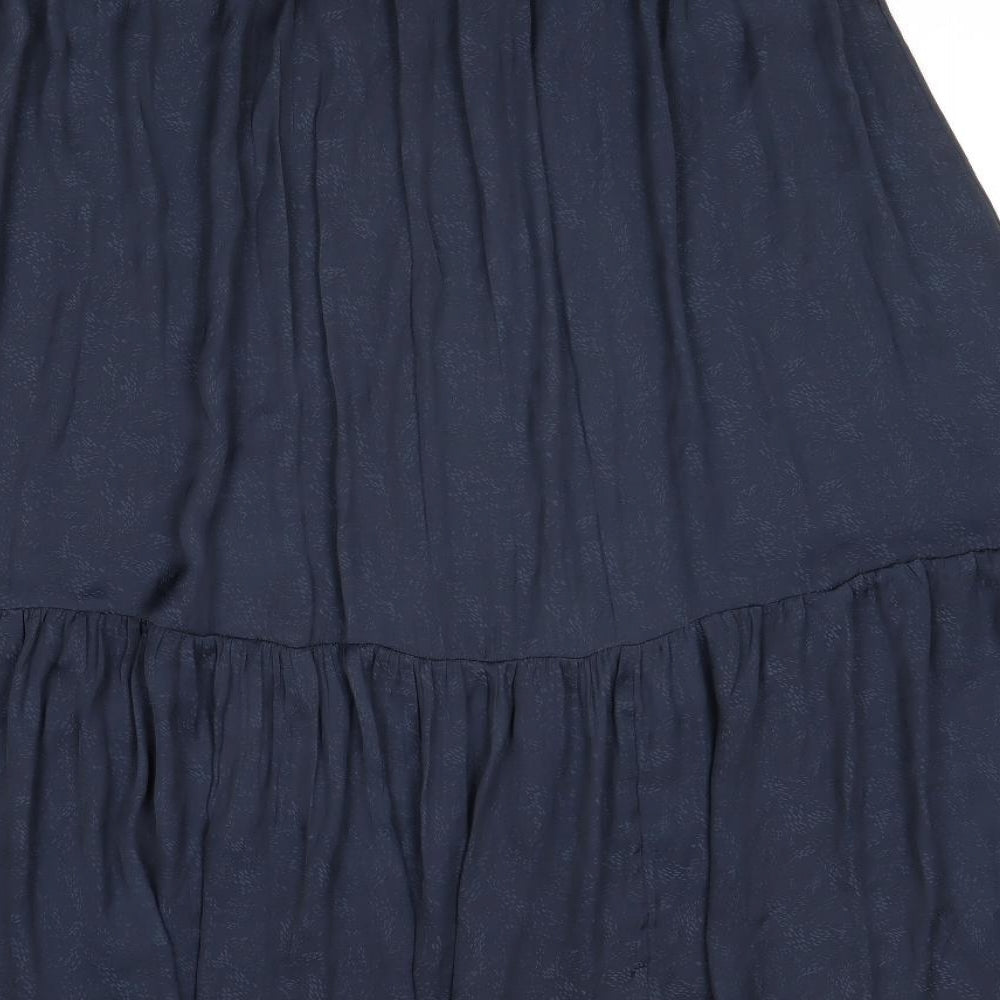 Per Una Womens Blue Polyester A-Line Skirt Size 14 Drawstring