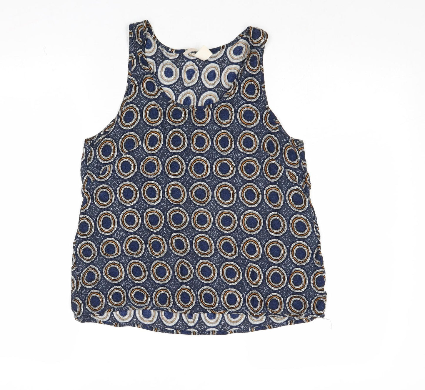 H&M Womens Multicoloured Geometric Polyester Basic Tank Size 6 Scoop Neck