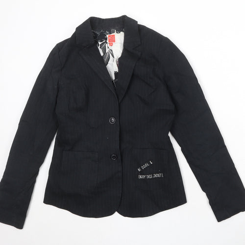 Miss Captain Womens Black Cotton Jacket Suit Jacket Size 10