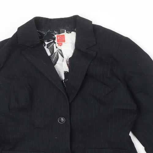 Miss Captain Womens Black Cotton Jacket Suit Jacket Size 10