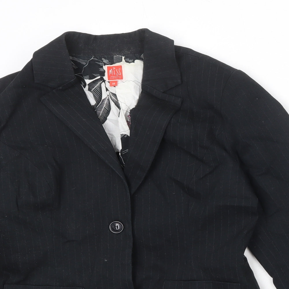 Miss Captain Womens Black Cotton Jacket Suit Jacket Size 10