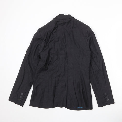 Marks and Spencer Womens Black Herringbone Wool Jacket Blazer Size 10