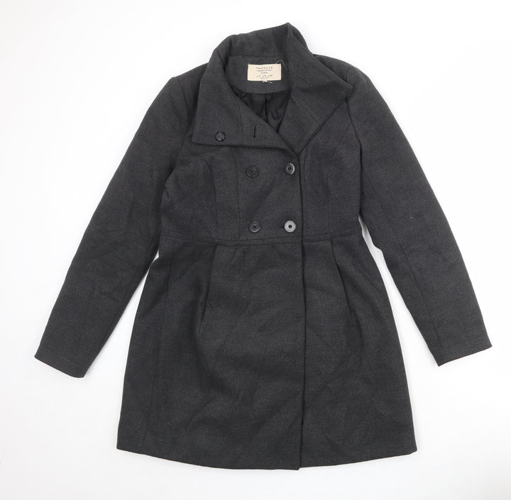 Zara Womens Black Overcoat Coat Size M Button