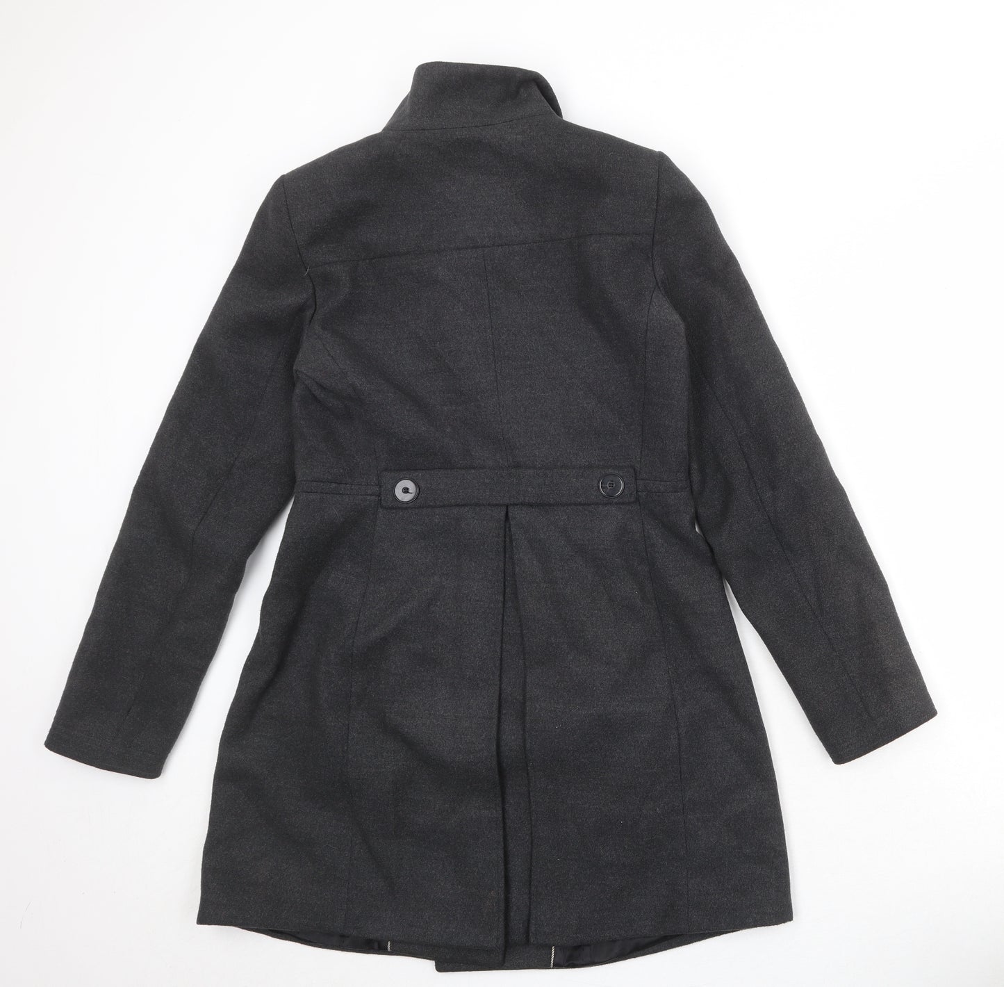 Zara Womens Black Overcoat Coat Size M Button