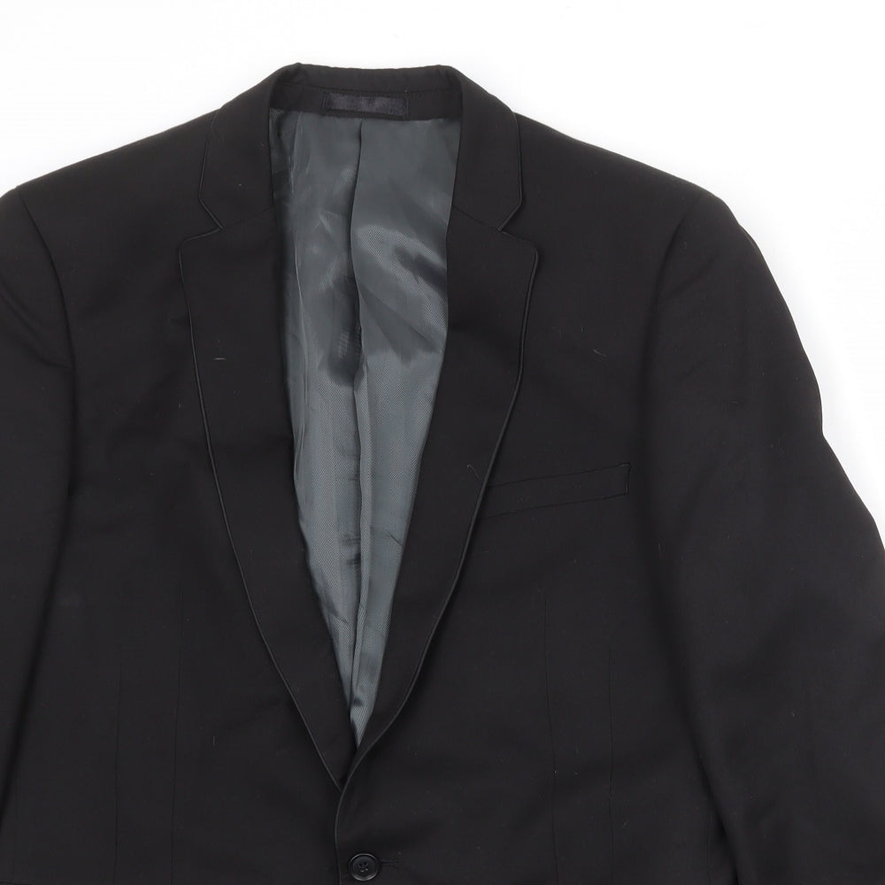 Red Herring Mens Black Polyester Jacket Suit Jacket Size 40 Regular