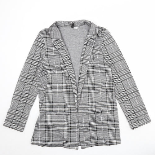 Divided Womens Black Plaid Polyester Jacket Blazer Size S - Open