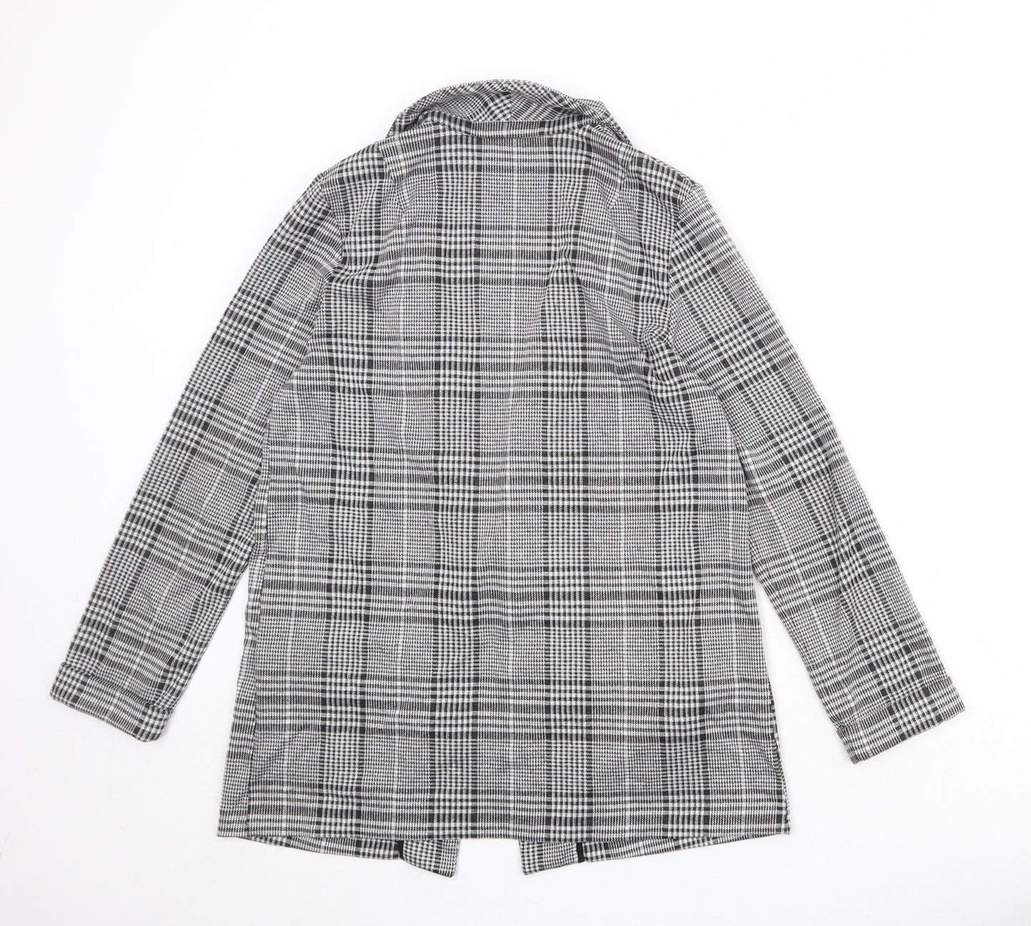 Divided Womens Black Plaid Polyester Jacket Blazer Size S - Open