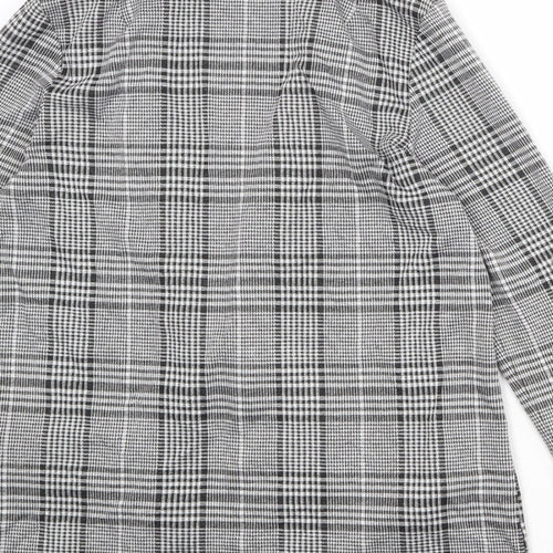 Divided Womens Black Plaid Polyester Jacket Blazer Size S - Open
