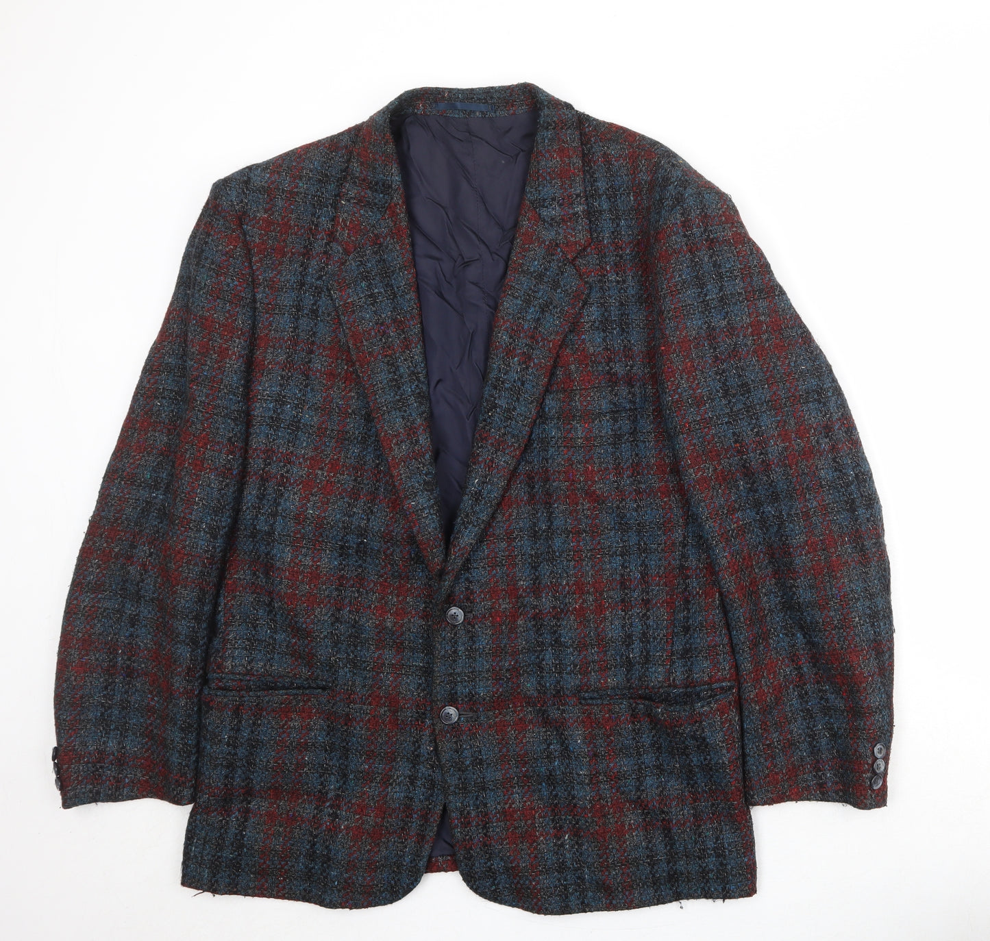 Sabre Mens Multicoloured Plaid Wool Jacket Blazer Size 42 Regular