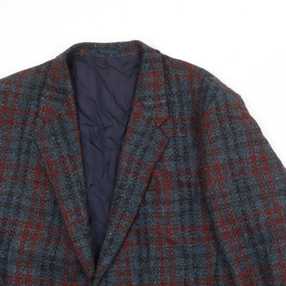 Sabre Mens Multicoloured Plaid Wool Jacket Blazer Size 42 Regular