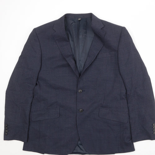 Marks and Spencer Mens Blue Striped Polyester Jacket Suit Jacket Size 42 Regular
